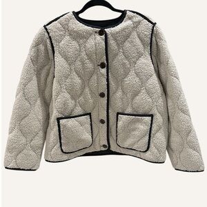 J. Jill Cream Jacket with Black Accents Button up